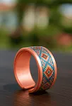 Kadın Bakır Bileklik Yüzük Set - Rainbow Model Özel Baskı Metal Kutu Ve Kuvars Taşı
