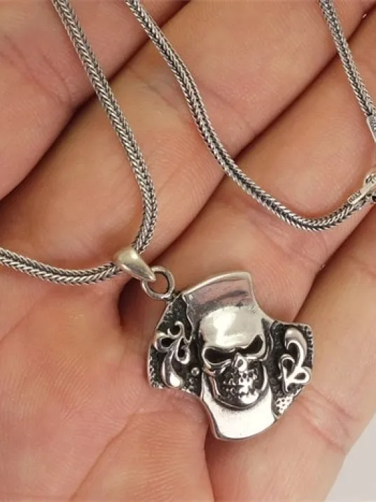 Gotik Kurukafa Gümüş Erkek Kolye Zincir