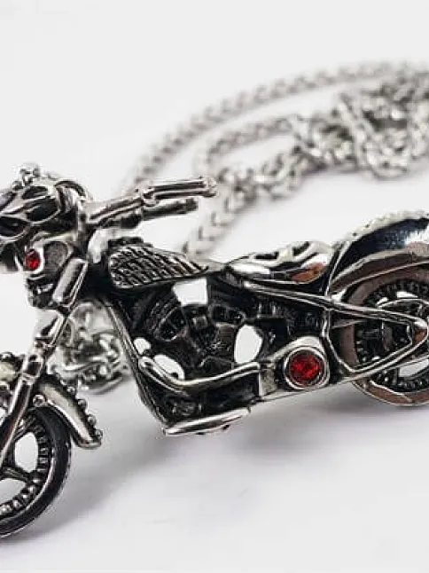 Çelik Motosiklet Kolye Zincir Erkek Kolyesi Çelik Motosiklet Kolye Zincir Erkek Kolyesi