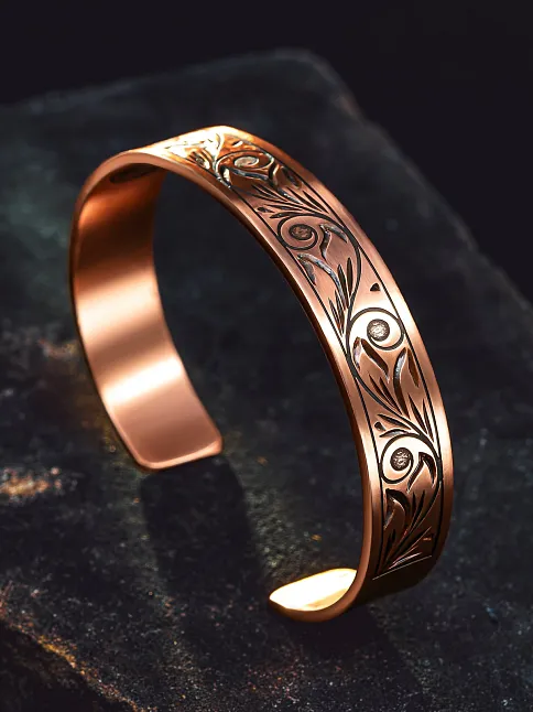 Kadın Erkek Saf Bakır Bileklik Içi Koruma Dualı Gravitür Model Metal Kutu Doğal Taşlar