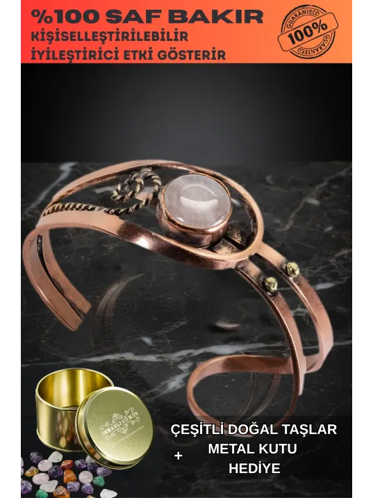 Erkek Çelik Bileklik - Odun Jasper Doğal Taş Çelik Bileklik