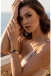 Kadın Bakır Bileklik - Nadia Model Özel Baskı Metal Kutu Ve Doğal Taşlar