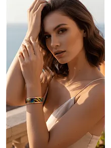 Kadın Bakır Bileklik - Nadia Model Özel Baskı Metal Kutu Ve Doğal Taşlar