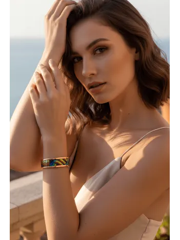 Kadın Bakır Bileklik - Nadia Model Özel Baskı Metal Kutu Ve Doğal Taşlar