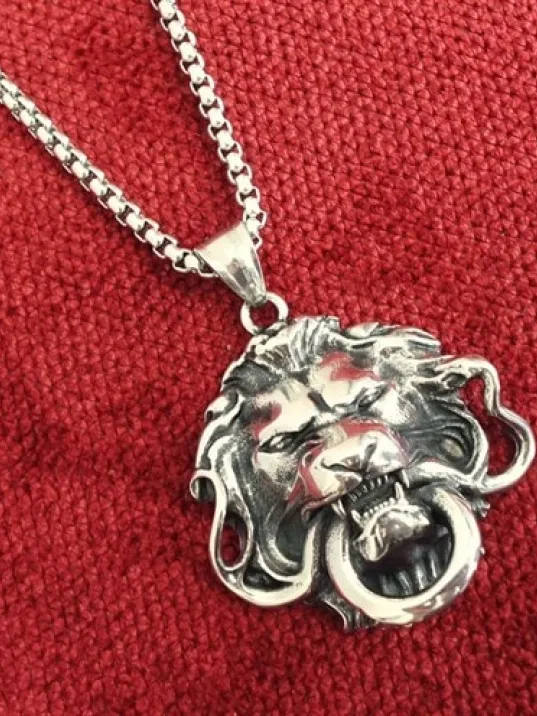 OttoMan Gotik Aslan Çelik Erkek Kolye Zincir