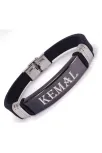 İsim Yazılan Kauçuk Çelik Erkek Bileklik Künye Siyah Model