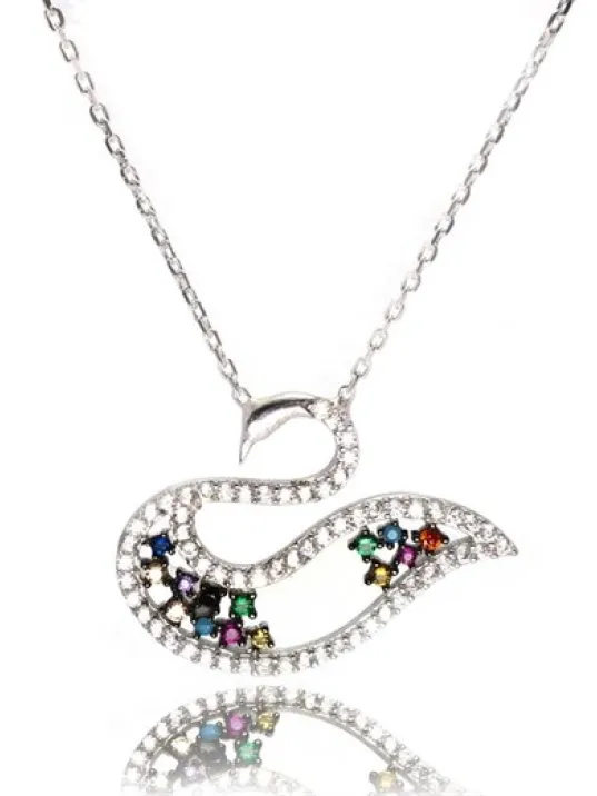 Gümüş Bayan Kuğu Kolye