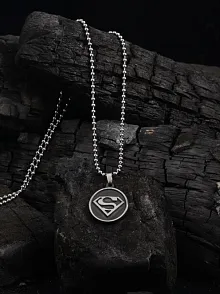 OttoMan Süperman Simgeli Çelik Zincir Kolye CKLSUPERMAN-GMS