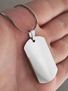Parlak Paslanmaz Çelik Dogtag İsim Yazılan Asker Künyesi Kolye 5mm