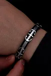 Erkek Çelik Bileklik - Çelik Çapa Desenli 3 Sıra Erkek Bileklik