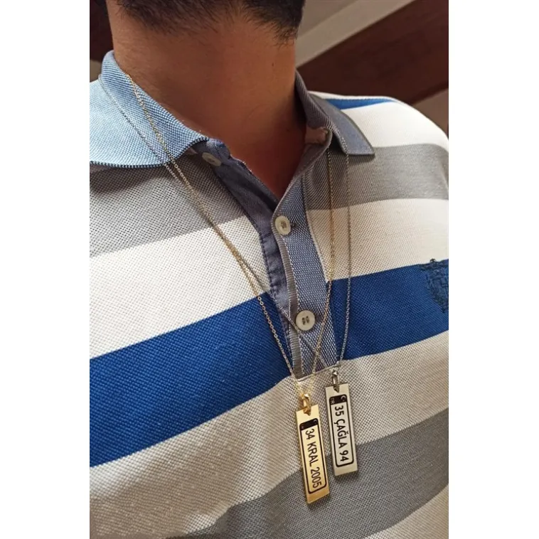 Altın Renk Araba Plaka Model Bijuteri Kolye Zincirli Kolye Altın Renk Araba Plaka Model Bijuteri Kolye Zincirli Kolye