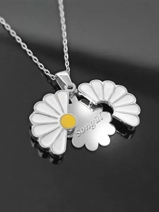 Gizli İsim Yazılabilir 925 Ayar Papatya Çiçek Modeli Bayan Gümüş Kolye GKLPAPATYAI-BYZ Gizli İsim Yazılabilir 925 Ayar Papatya Çiçek Modeli Bayan Gümüş Kolye GKLPAPATYAI-BYZ