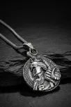 Erkek Gümüş Kolye - 925 Ayar Kabartmalı Savaşçı Gladyatör Motifli Tilki Kuyruğu Zincirli Model Kolye
