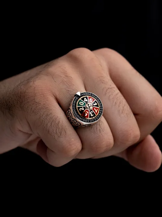 Las Vegas Rulet Model Döner Başlı Erkek Gümüş Yüzük