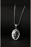 Erkek Gümüş Kolye - Oval Atatürk Motifli Erkek Gümüş