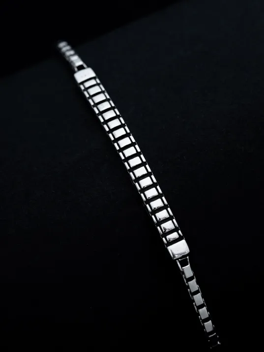 Erkek Gümüş Bileklik -Küp Zincirli Basamak Model Gümüş Bileklik