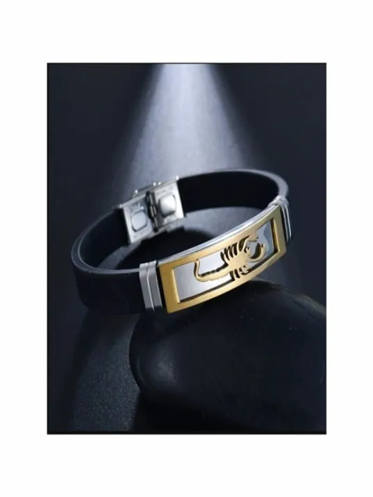 Akrep Figürlü Deri Kauçuk Çelik Erkek Bileklik Akrep Figürlü Deri Kauçuk Çelik Erkek Bileklik