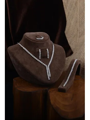 Almira Bayan Gümüş Su Yolu Set - Kolye, Bileklik, Küpe, Yüzük