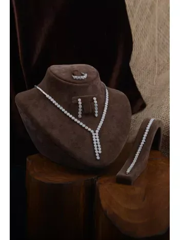 Almira Bayan Gümüş Su Yolu Set - Kolye, Bileklik, Küpe, Yüzük