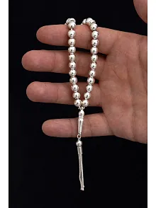 Gümüş Tespih Düz Küre Orta Boy 27gr