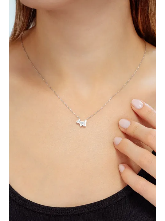 Kadın Gümüş Kolye - Swarovski Taşlı Zirconia Köpek Motifli Kadın Kolye Kadın Gümüş Kolye - Swarovski Taşlı Zirconia Köpek Motifli Kadın Kolye