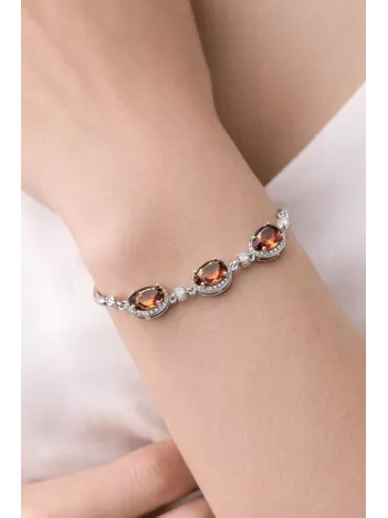 Kadın Gümüş Bileklik – Damla Model Doğal Zultanit Taşlı Zarif Üçlü Tasarım Bileklik