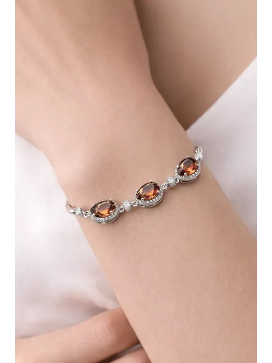 Kadın Gümüş Bileklik – Damla Model Doğal Zultanit Taşlı Zarif Üçlü Tasarım Bileklik