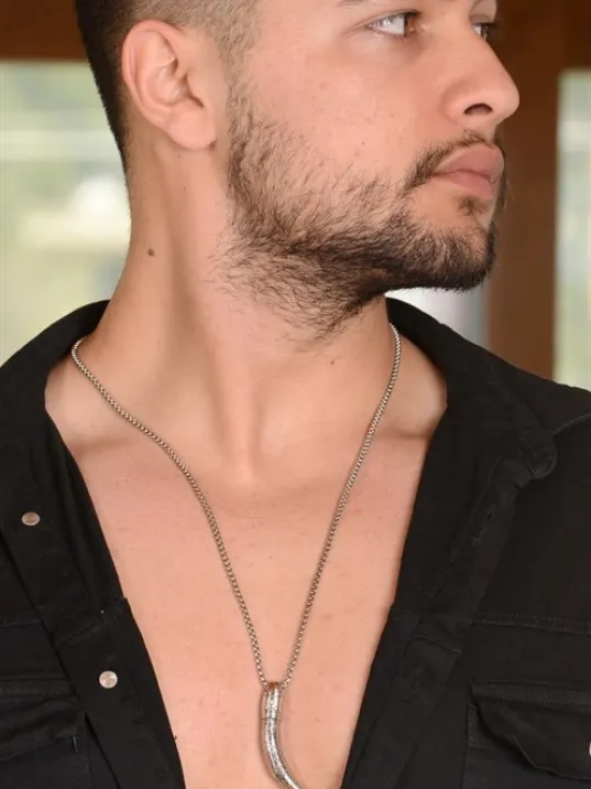 OttoMan Fil Dişi Erkek Çelik Zincir Kolye CKLFILDISFG-GMS