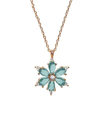 Mavi Taşlı Çiçek Figürlü Rose Kadın Gümüş Kolye Mavi Taşlı Çiçek Figürlü Rose Kadın Gümüş Kolye