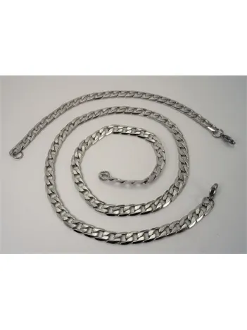 Çizgili Gurmet Erkek Çelik Kolye Ve Bileklik Set Orta Kalınlıkta