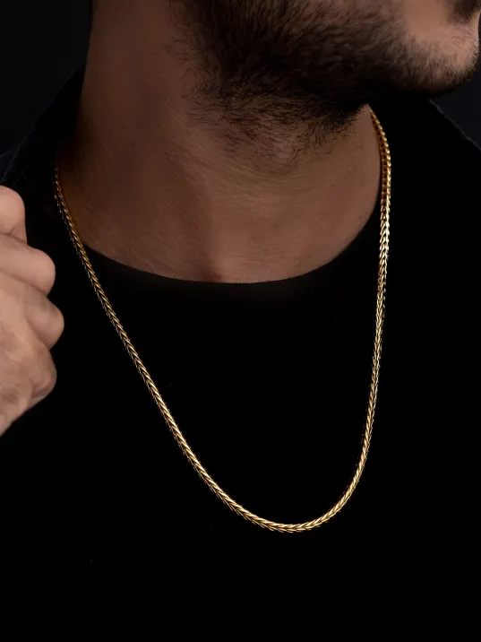 Erkek Çelik Kolye - Altın Kaplama Yılan Model Çelik Kolye