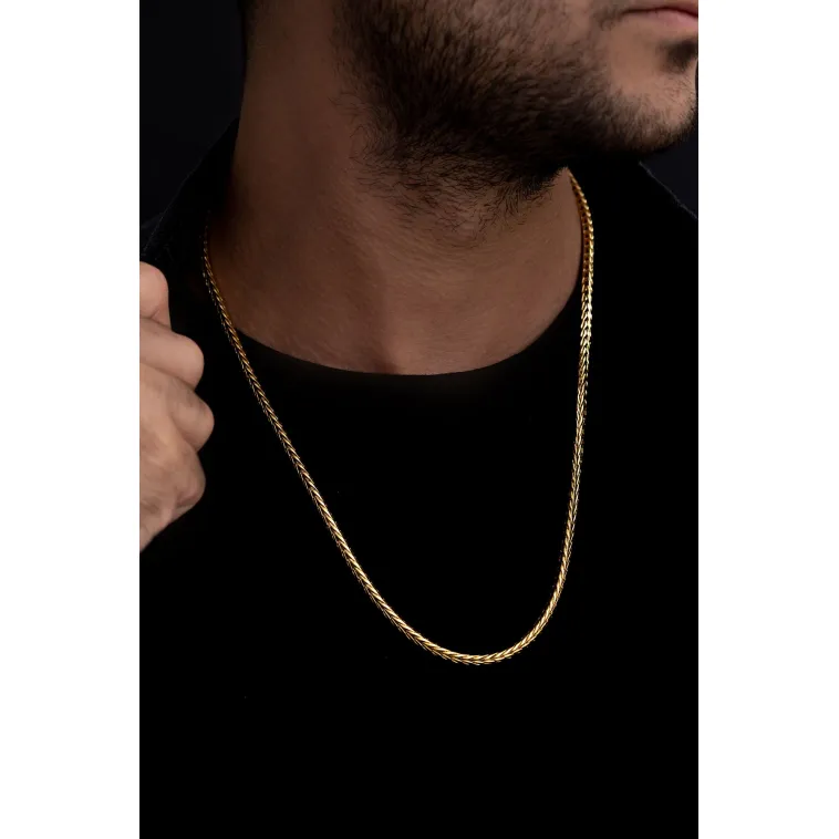 Erkek Çelik Kolye - Altın Kaplama Yılan Model Çelik Kolye Erkek Çelik Kolye - Altın Kaplama Yılan Model Çelik Kolye