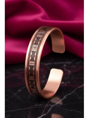 Kadın Bakır Bileklik - Alysum Model Özel Baskı Metal Kutu Ve Kuvars Taşı