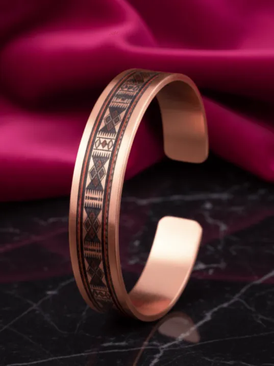 Kadın Bakır Bileklik - Alysum Model Özel Baskı Metal Kutu Ve Kuvars Taşı