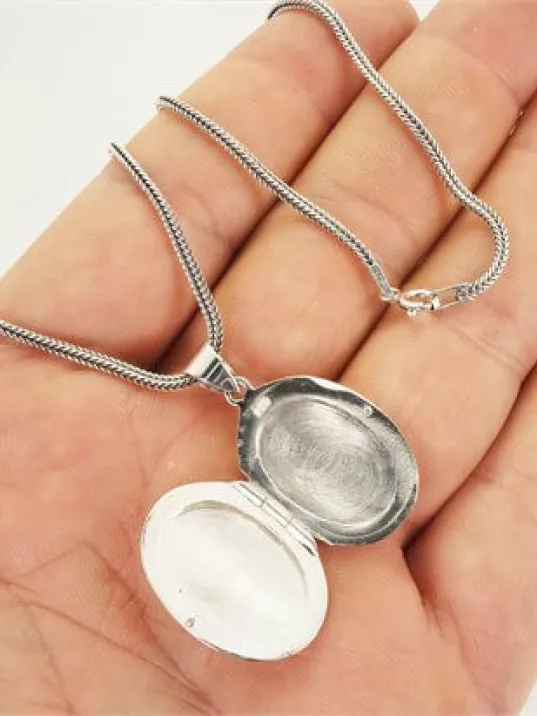 İthal Resim Veya Dua Konulabilen Erkek Gümüş Kolye Zincir