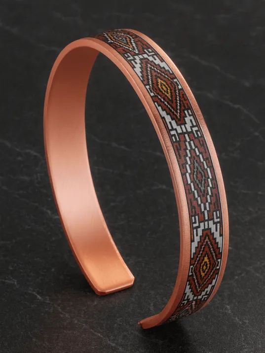 Kadın Bakır Bileklik Yüzük Set - Rosewhite Model Özel Baskı Metal Kutu Ve Kuvars Taşı