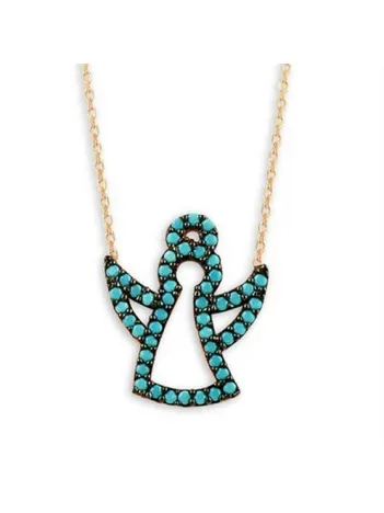 Sevgiliye Hediye Firuze Taşlı Hayalet Bayan Gümüş Kolye