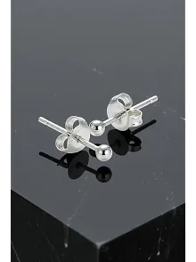 Kadın Gümüş Küpe - 3 mm 925 Ayar Gümüş Top Küpe