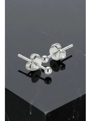 Kadın Gümüş Küpe - 3 mm 925 Ayar Gümüş Top Küpe