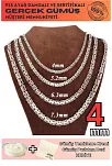 Erkek Gümüş Zincir Kolye Yassı Ezme Kral Model