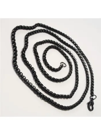 Kalın Siyah Polo Model Erkek Çelik Kolye