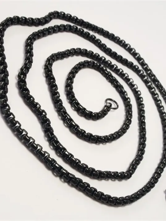 Kalın Siyah Polo Model Erkek Çelik Kolye