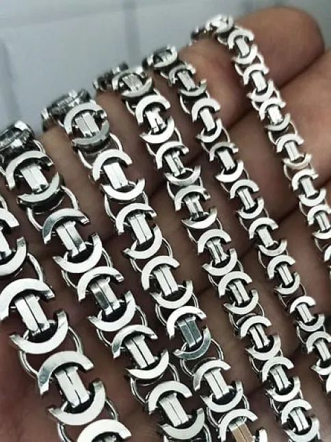 925 Ayar Gümüş Erkek Bileklik Künye Oksitli Euro Kral Model