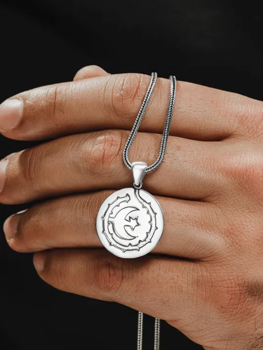 Erkek Gümüş Kolye - Ay Yıldız İşlemeli Tilki Kuyruğu Zincir Erkek Gümüş Kolye Erkek Gümüş Kolye - Ay Yıldız İşlemeli Tilki Kuyruğu Zincir Erkek Gümüş Kolye