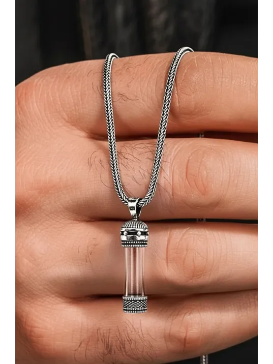 Erkek Gümüş Kolye - Dua Eklenebilir Tılsım Tüp Cevşen Haznesi Erkek Gümüş Kolye - Dua Eklenebilir Tılsım Tüp Cevşen Haznesi