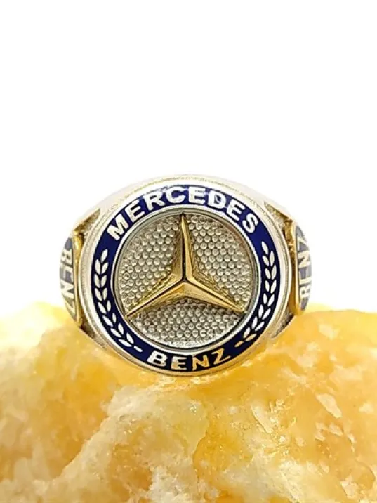 Mercedes Benz Logolu Erkek Gümüş Yüzük