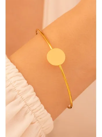 Kadın Gümüş Bileklik - El Yapımı Altın Kaplama Gümüş Yuvarlak Motifli Kadın Bileklik