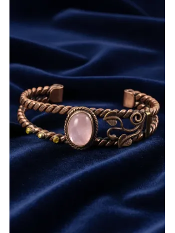 Kadın Bakır Bileklik – Sedef Taşlı Çift Burgu Model Kadın Bakır Bilezik - Metal Kutu Ve Doğal Taşlar