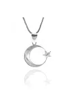 Ay Yıldız Model Erkek Gümüş Kolye Zincir GKLAYYILDIZ-GMS