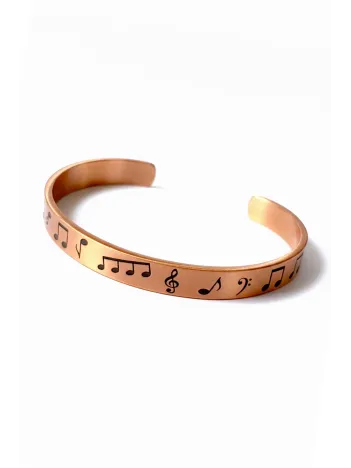 Erkek Kadın Bakır Bileklik - Notalı Melodi Model İnce Erkek Kadın Bileklik Bilezik